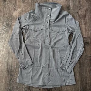 Mountain Hardwear Citypass Long Sleeve Popover Gray Striped Shirt